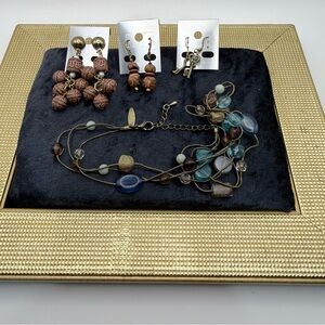 Boho Eclectic Jewelry bundle | NY&Co Necklace + 3 Pairs Earrings